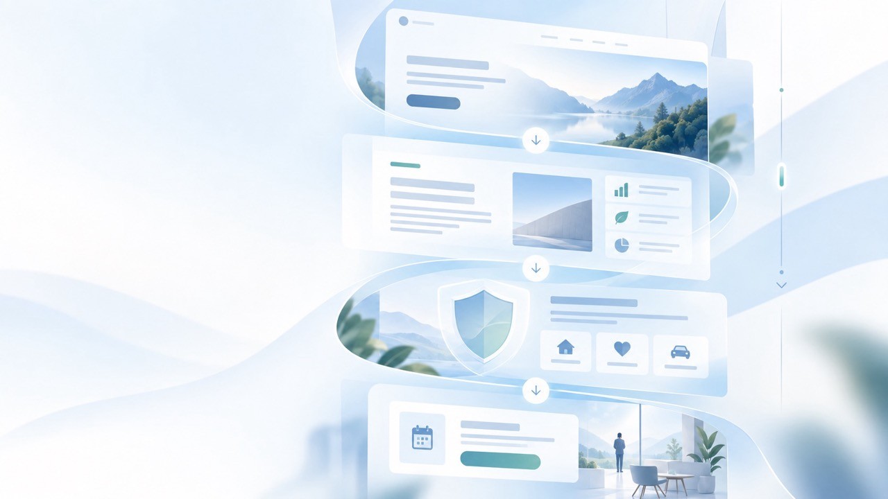 Visualisierung einer digitalen Customer Journey mit aufeinanderfolgenden interaktiven Inhalten