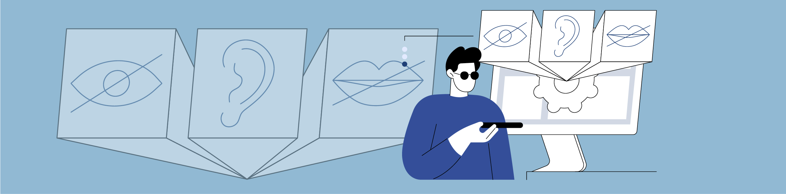 Illustration mit Mensch mit und ohne Behinderung